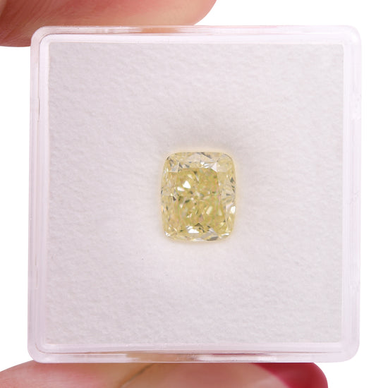 2.01 Carat Fancy Light Yellow Cushion Diamond VVS2 GIA