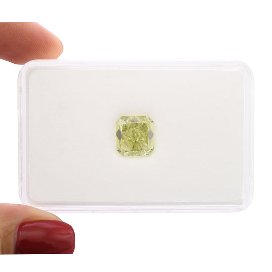 5.17 Carat Fancy Yellow Green Radiant Diamond VS1 GIA
