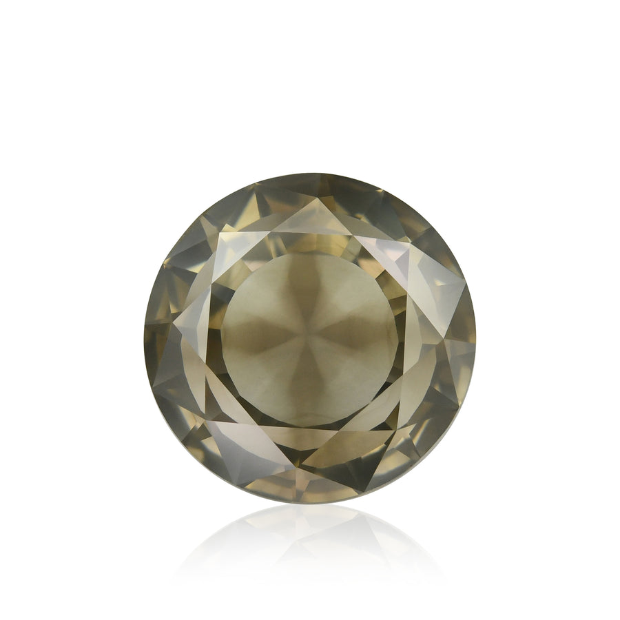 3.12 Carat Fancy Greenish Yellow Brown Round Diamond GIA