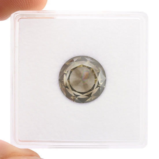 3.12 Carat Fancy Greenish Yellow Brown Round Diamond GIA