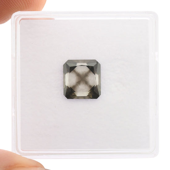 1.50 Carat Fancy Dark Greenish Gray Radiant Diamond GIA