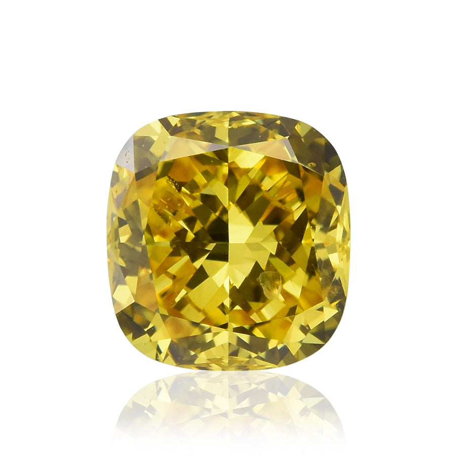 0.41 Carat Fancy Deep Yellow Cushion Diamond SI2 GIA