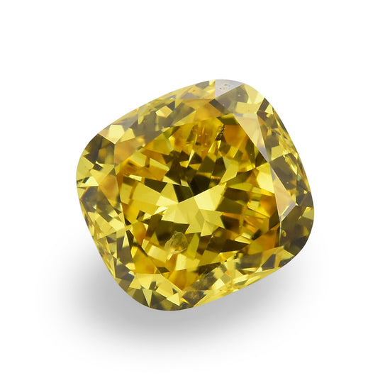 0.41 Carat Fancy Deep Yellow Cushion Diamond SI2 GIA
