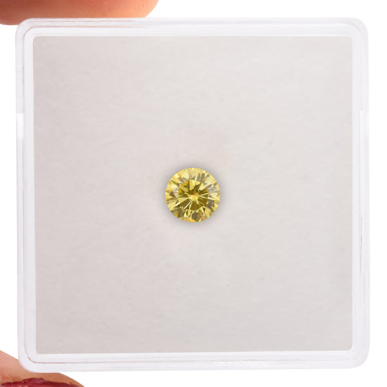 0.32 Carat Fancy Intense Yellow Round Brilliant Diamond VS2 GIA