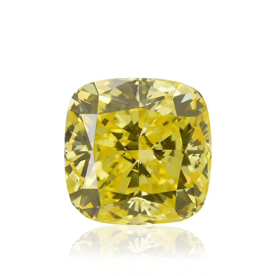 0.51 Carat Fancy Vivid Yellow Cushion Diamond VS2 GIA