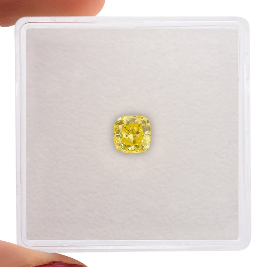0.51 Carat Fancy Vivid Yellow Cushion Diamond VS2 GIA