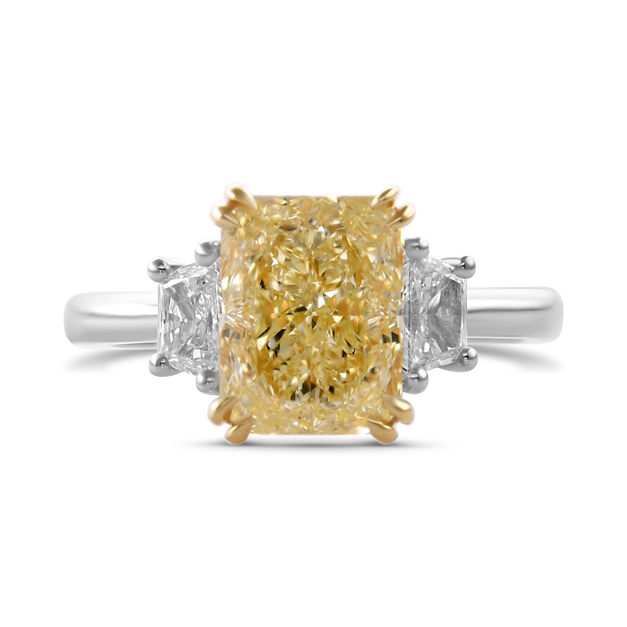 Light Yellow Y-Z Radiant Three-stone Diamond Ring | LEIBISH