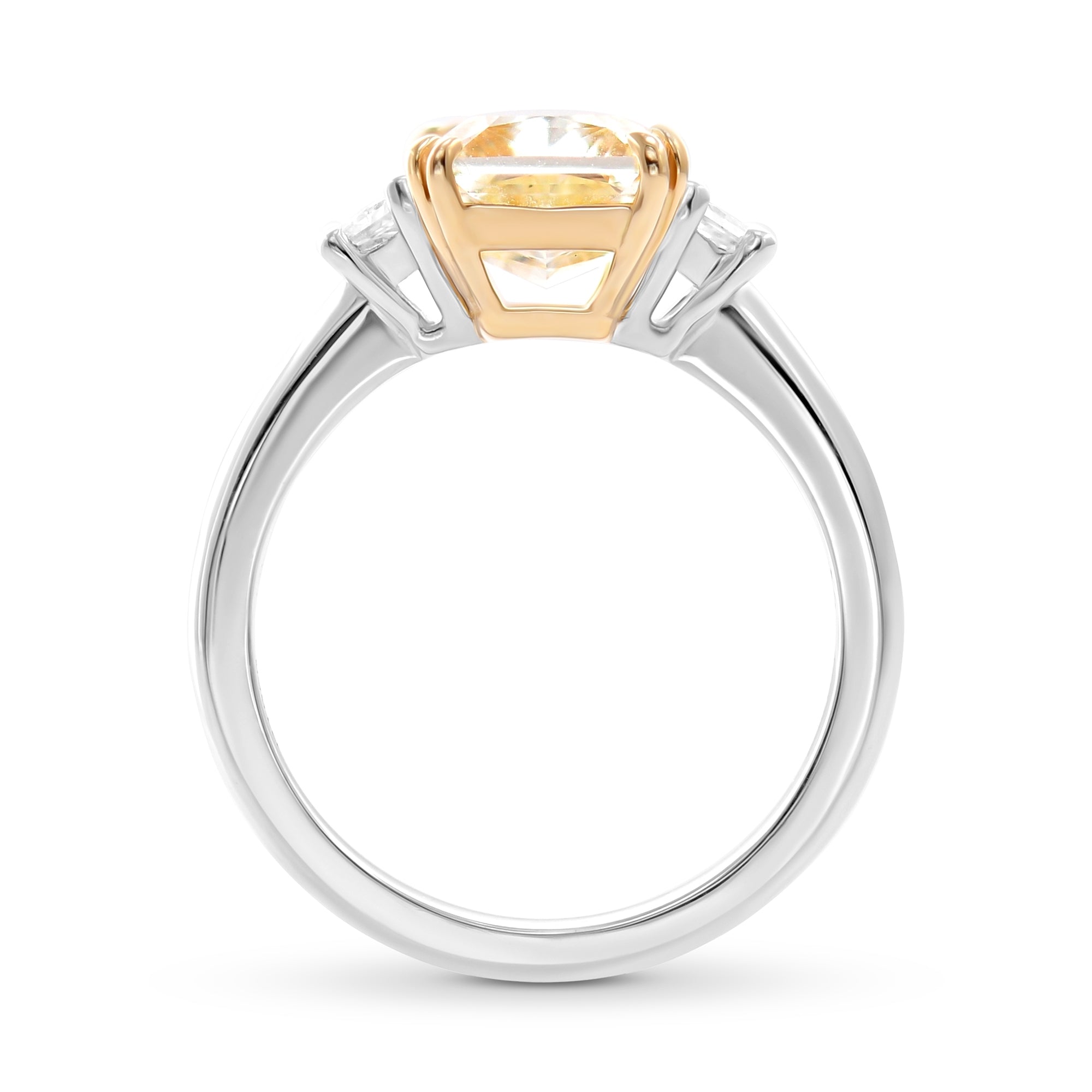 Light Yellow Y-Z Radiant Three-stone Diamond Ring | LEIBISH