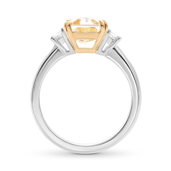 Light Yellow Y-Z Radiant Three-stone Diamond Ring