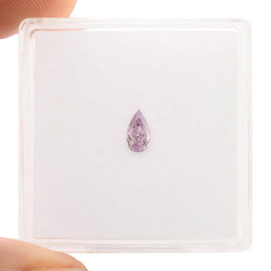 0.13 Carat Fancy Intense Pink Purple Pear Diamond (I1) GIA