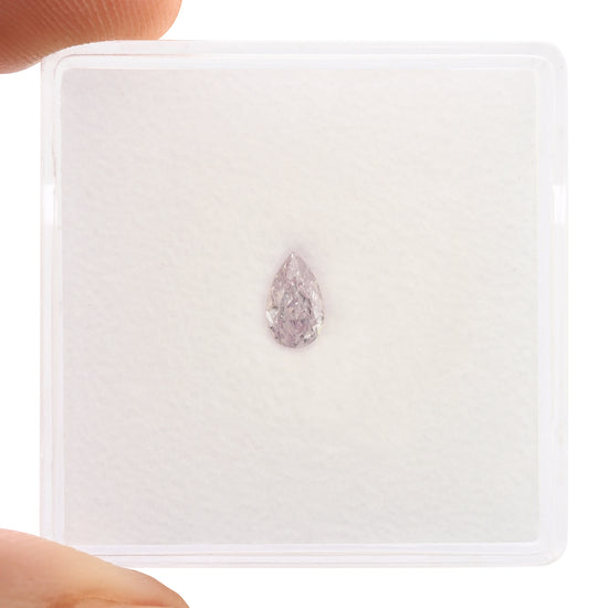 0.21 Carat Fancy Pinkish Purple Pear Diamond VS1 GIA