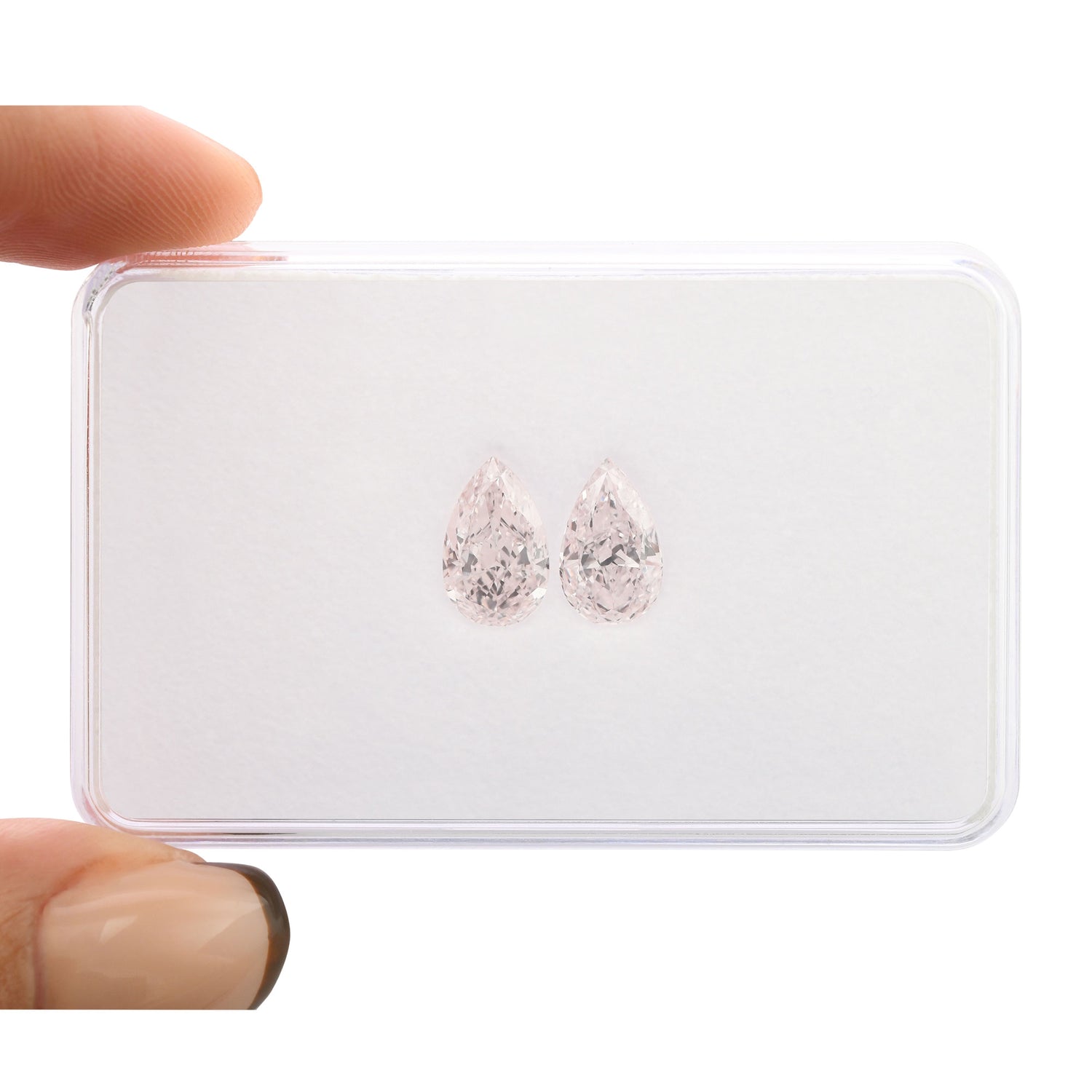 3.10 Carat Very Light Pink Pear Diamonds IF