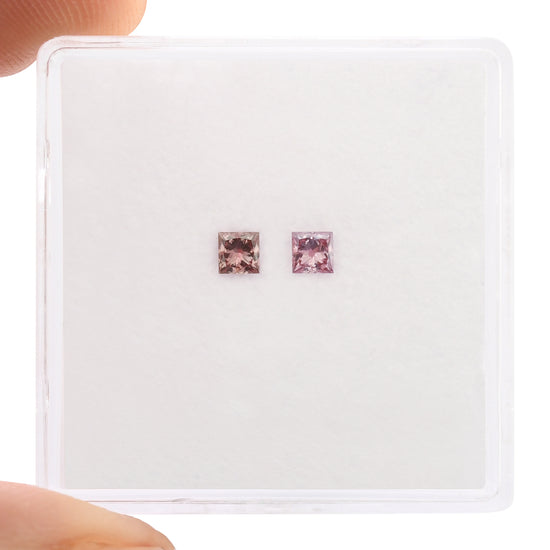 0.16 Carat Fancy Deep Orangy Pink Princess Diamonds (SI1)
