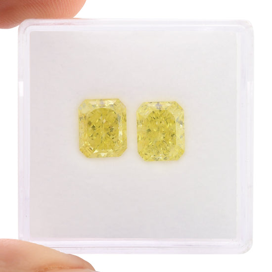 3.09 Carat Fancy Intense Yellow Radiant Diamonds VVS2 GIA