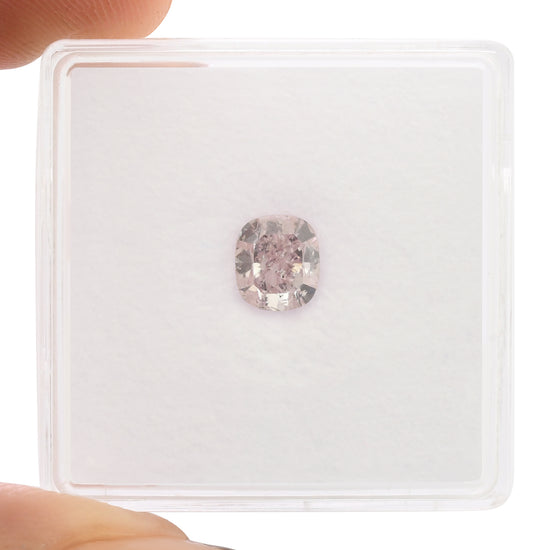 0.91 Carat Fancy Purplish Pink Cushion Diamond (I1) GIA