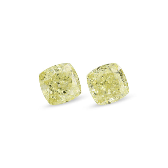 3.04 Carat Fancy Light Yellow Cushion Diamonds VS2