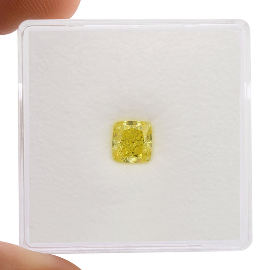 0.75 Carat Fancy Vivid Yellow Cushion Diamond VVS1 GIA