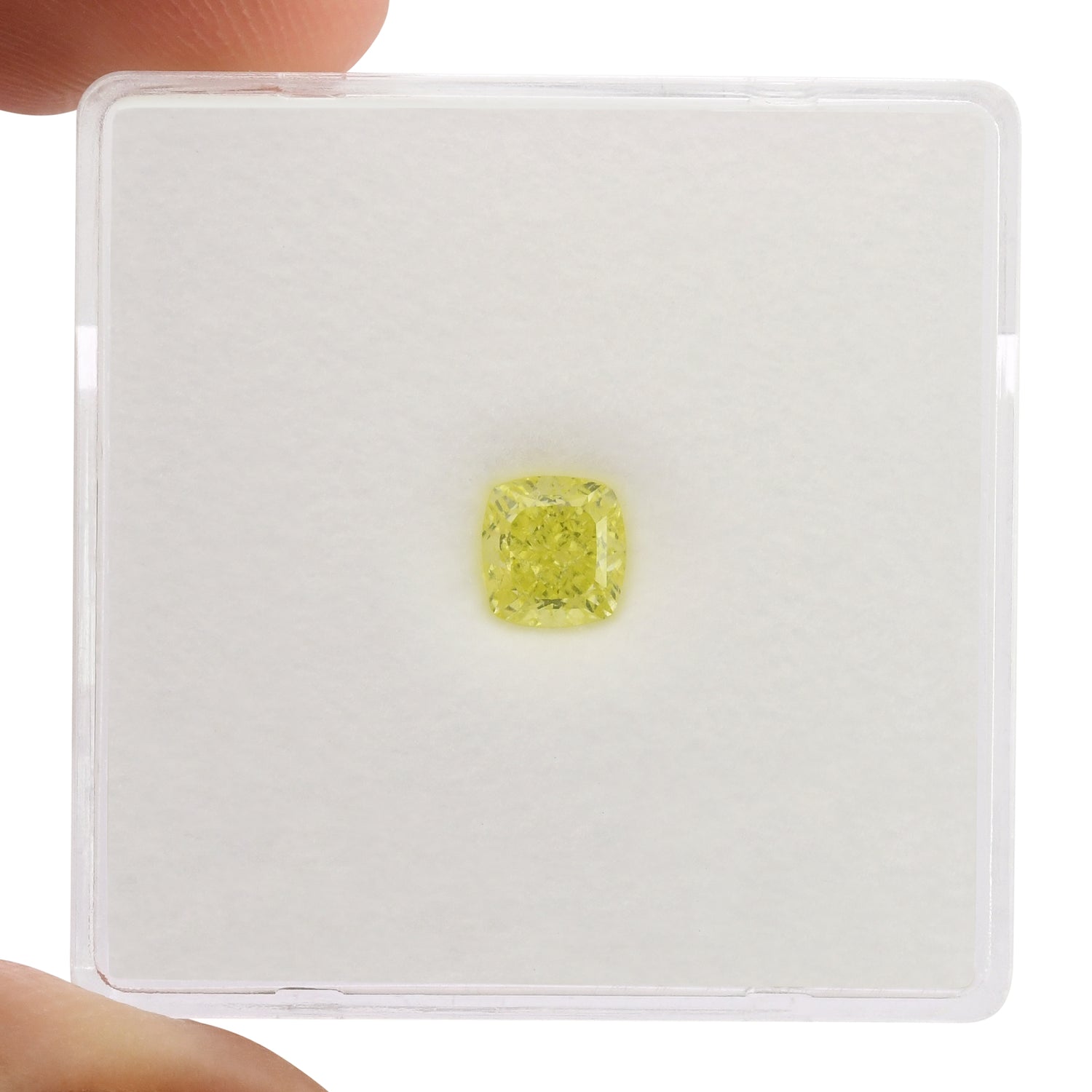 0.55 Carat Fancy Intense Green Yellow Cushion Diamond VS1 GIA