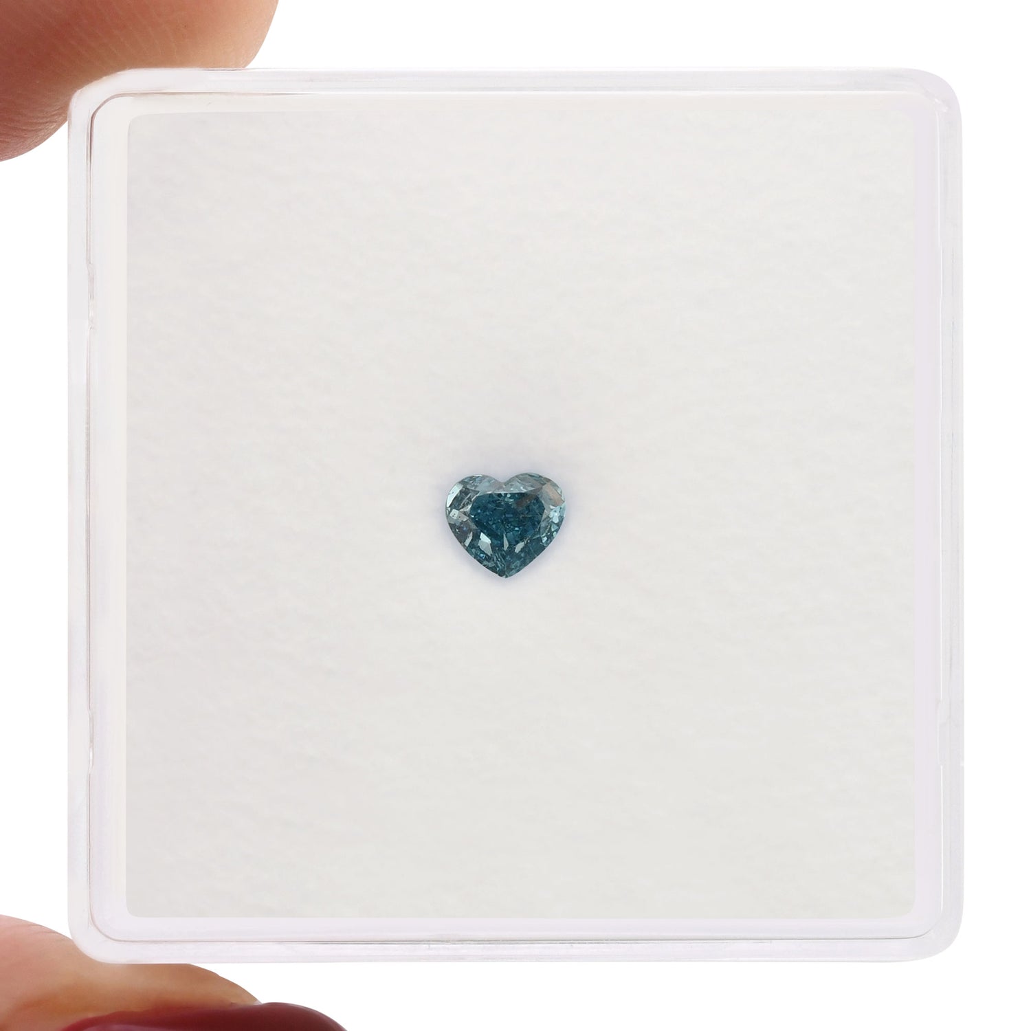 0.18 Carat Fancy Vivid Green Blue Heart Diamond SI1 GIA