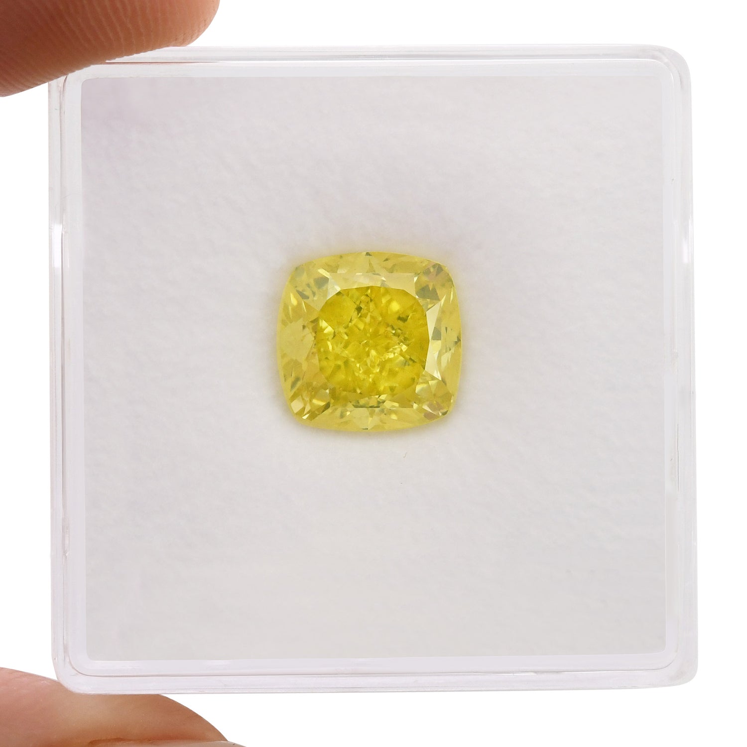 3.07 Carat Fancy Vivid Greenish Yellow Cushion Diamond VS2 GIA