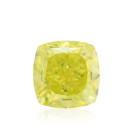 3.07 Carat Fancy Vivid Greenish Yellow Cushion Diamond VS2 GIA