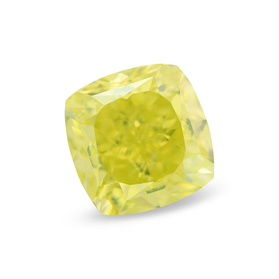3.07 Carat Fancy Vivid Greenish Yellow Cushion Diamond VS2 GIA