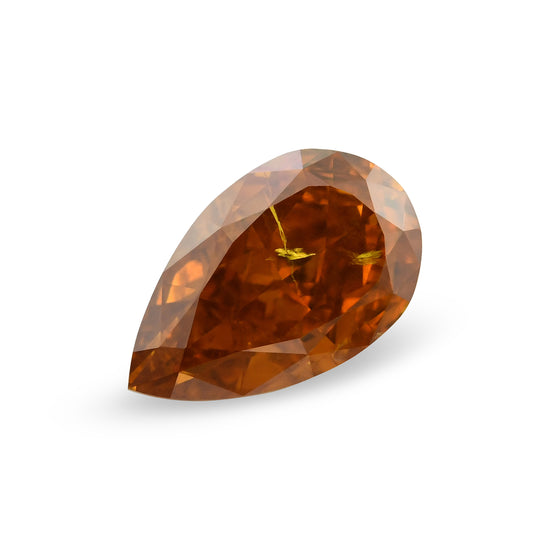 1.14 Carat Fancy Deep Orange Pear Diamond (I1) GIA