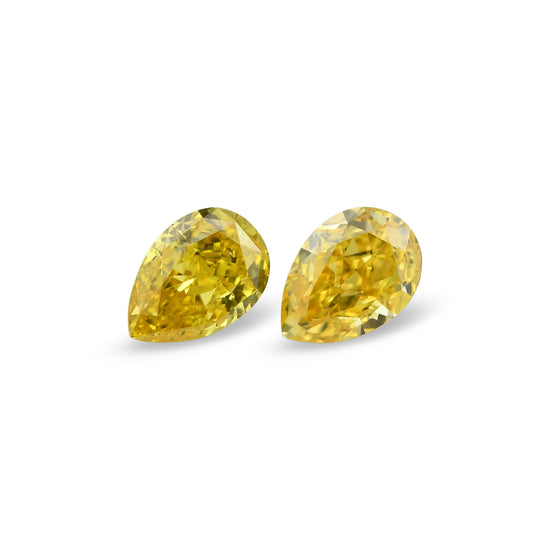 0.64 Carat Fancy Vivid Orangy Yellow Pear Diamonds SI1