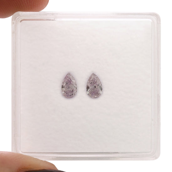 0.37 Carat Fancy Light Pinkish Purple Pear Diamonds SI2