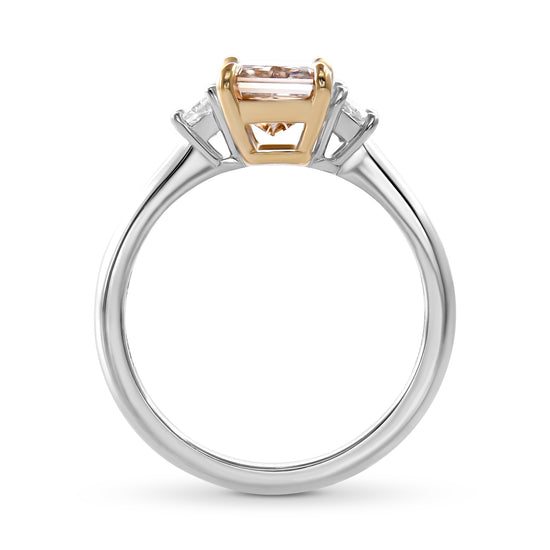 Fancy Pinkish Brown Radiant Three-stone Diamond Ring