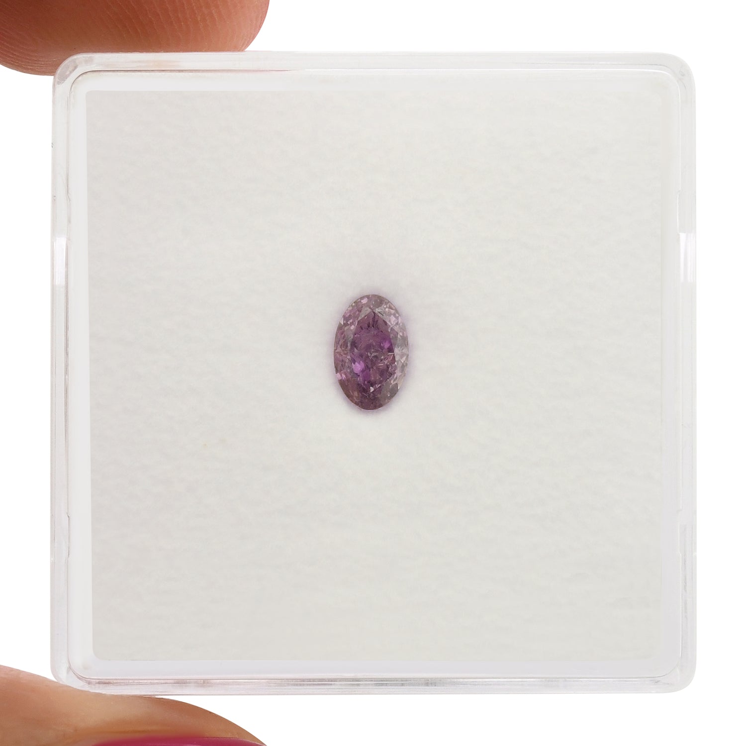 0.30 Carat Fancy Intense Pinkish Purple Oval Diamond SI2 GIA