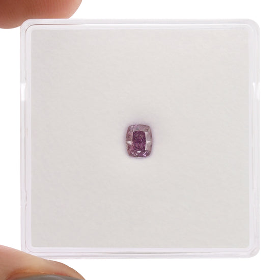 0.25 Carat Fancy Intense Pink Purple Cushion Diamond SI2 GIA
