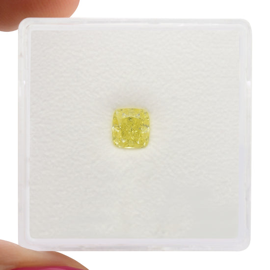 0.57 Carat Fancy Yellow Cushion Diamond IF GIA