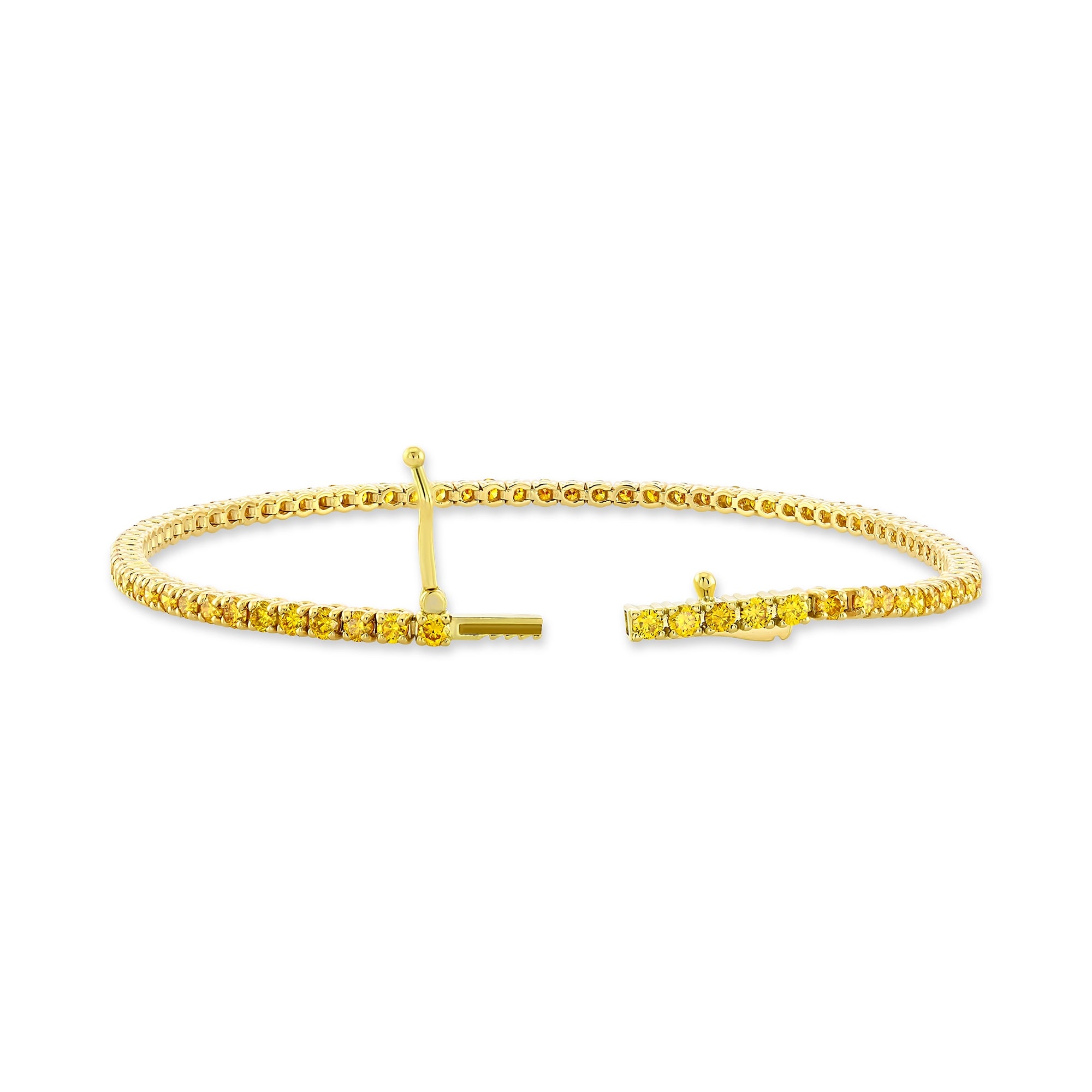 2.88Ct Fancy Vivid Orange Yellow Round Brillant Tennis Bracelet