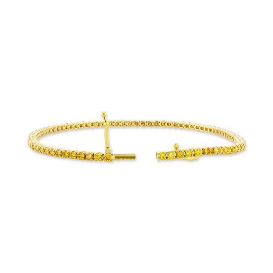 2.88Ct Fancy Vivid Orange Yellow Round Brillant Tennis Bracelet