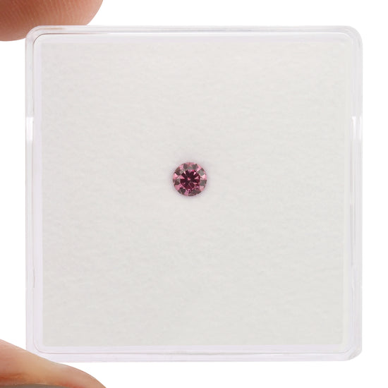 0.08 Carat Fancy Vivid Purplish Pink Round Brilliant Diamond (SI1) GIA