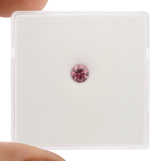 Diamante Rotondo a Taglio Brillante Rosa Porpora Fantasia Intensa da 0,18 Carati, Purezza VS1, Certificazione GIA
