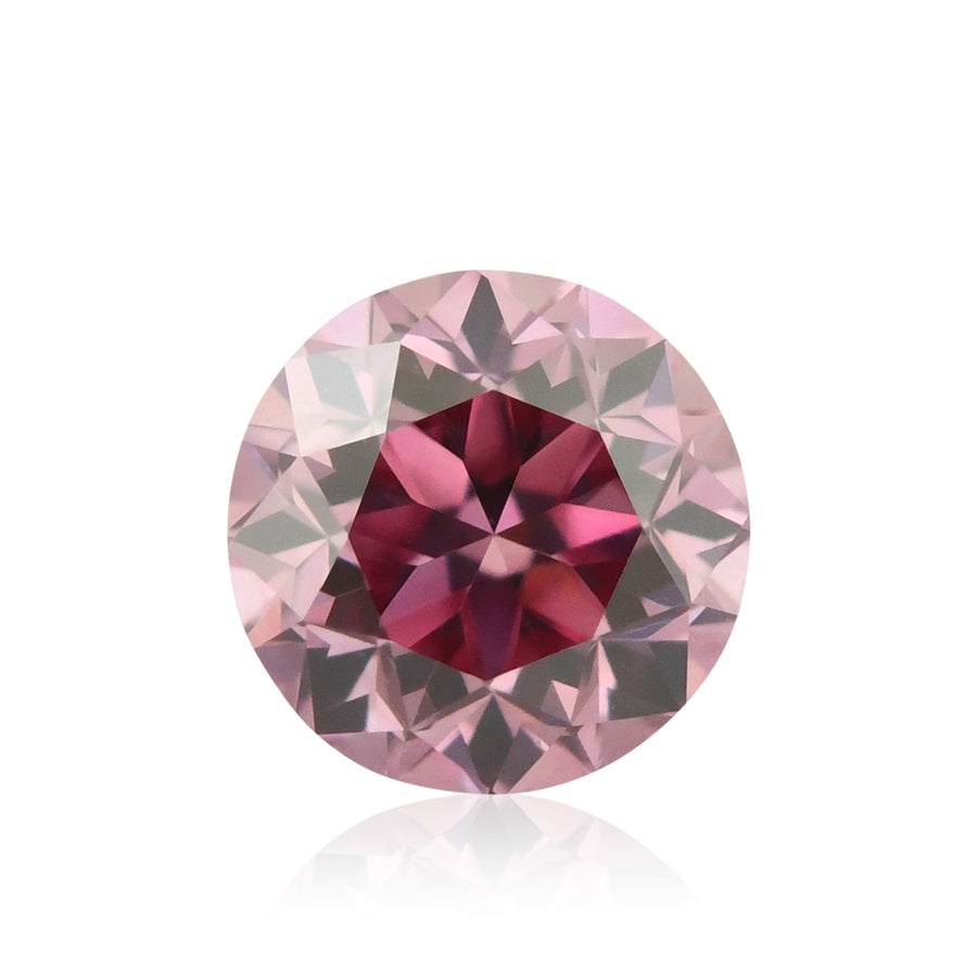 Diamante Rotondo a Taglio Brillante Rosa Porpora Fantasia Intensa da 0,18 Carati, Purezza VS1, Certificazione GIA