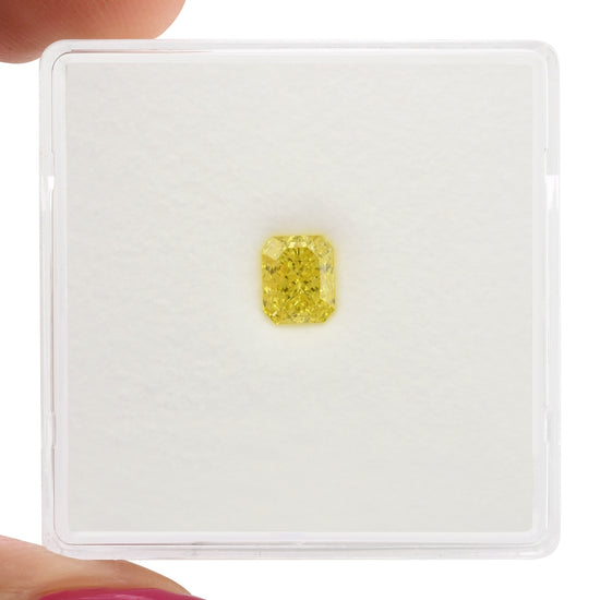 0.50 Carat Fancy Vivid Yellow Radiant Diamond IF GIA