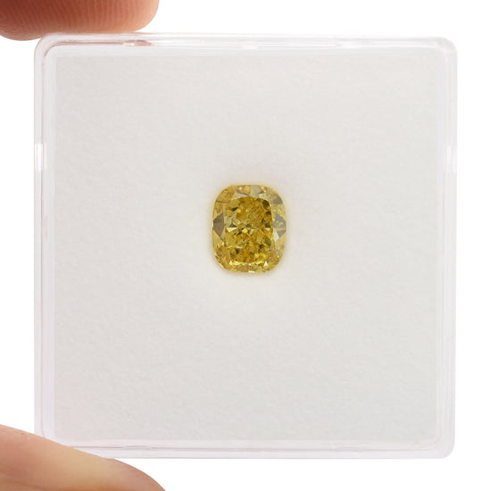 0.73 Carat Fancy Deep Yellow Cushion Diamond SI2 GIA