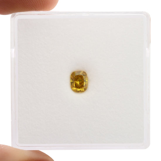 0.30 Carat Fancy Deep Orange Yellow Cushion Diamond (SI2) GIA