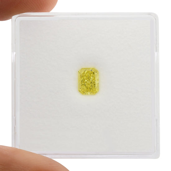 0.50 Carat Fancy Intense Yellow Radiant Diamond VS2 GIA