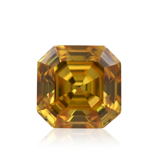 Diamante Asscher GIA SI2 Giallo-Arancio Intenso Fantasia da 0,75 carati