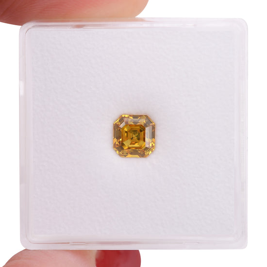 0.75 Carat Fancy Vivid Orangy Yellow Asscher Diamond SI2 GIA