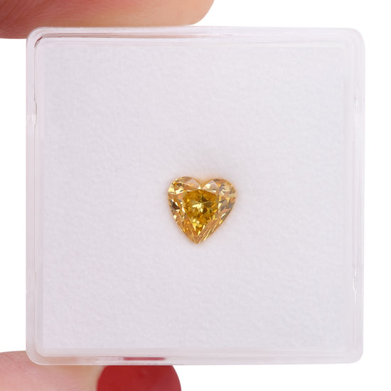 0.72 Carat Fancy Vivid Orange Yellow HEART Diamond SI1 GIA