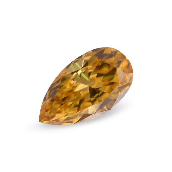 0.69 Carat Fancy Vivid Yellow Orange Pear Diamond SI2 GIA
