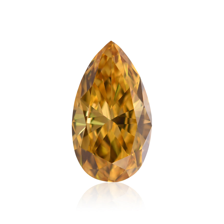 0.69 Carat Fancy Vivid Yellow Orange Pear Diamond SI2 GIA