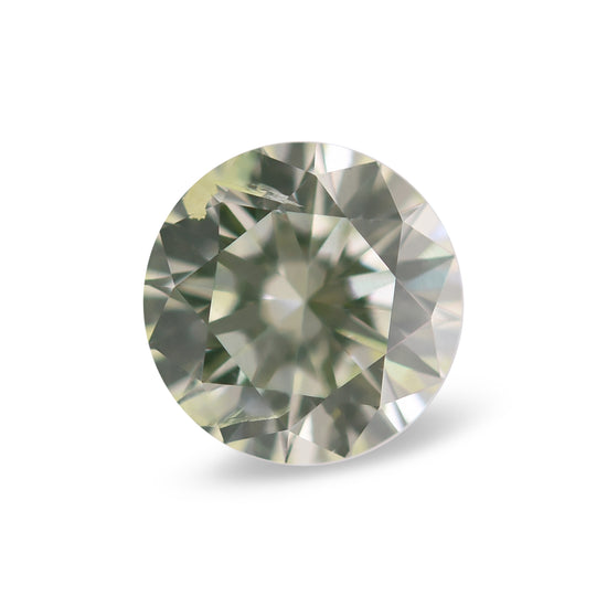 0.68 Carat Fancy Light Yellow Green Round Brilliant Diamond I1 GIA