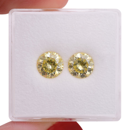 2.14 Carat Fancy Yellow Round Brilliant Diamonds VS2