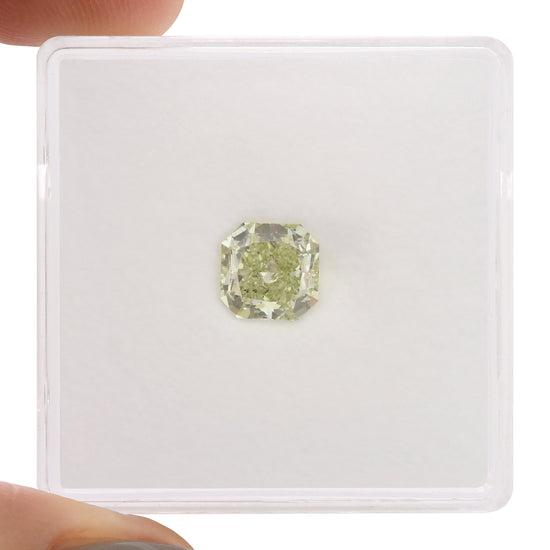 0.88 Carat Fancy Yellow Green Radiant Diamond SI1 GIA